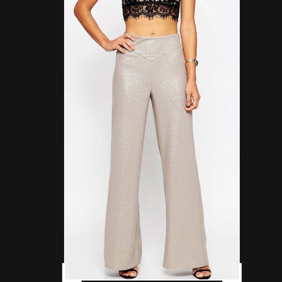 ASOS Pants - NWOT ASOS Gold Shimmer Wide Leg Pant 6